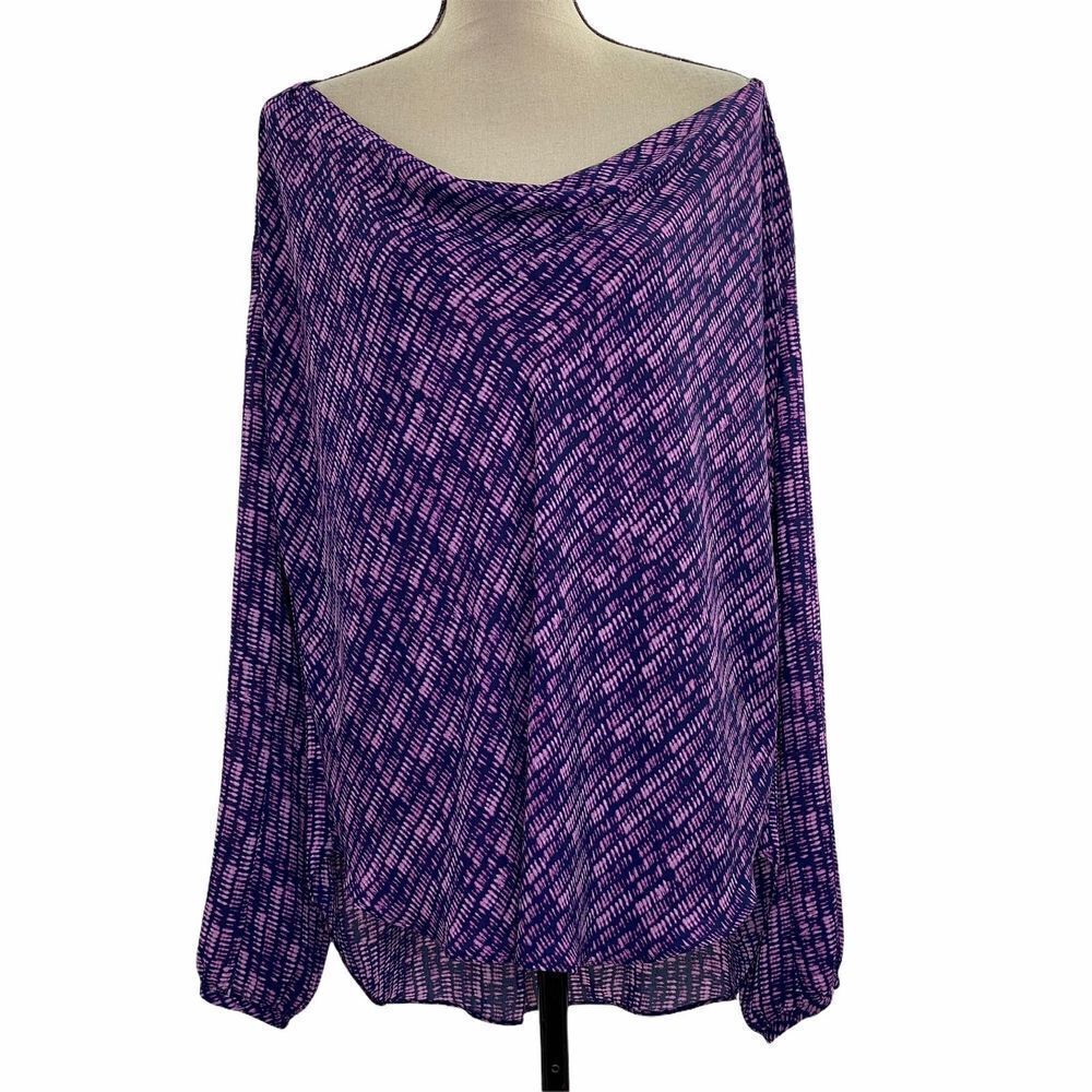 Ana A New Approach Purple Tie Dye Hi-Low Blouse XL